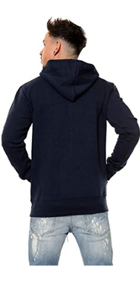 Men Plain Pullover Hoodie With Kangaroo Pocket